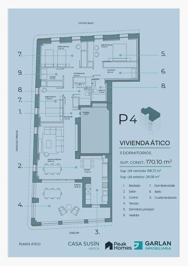 Ático en venta en Huesca con Calefacción y Terraza