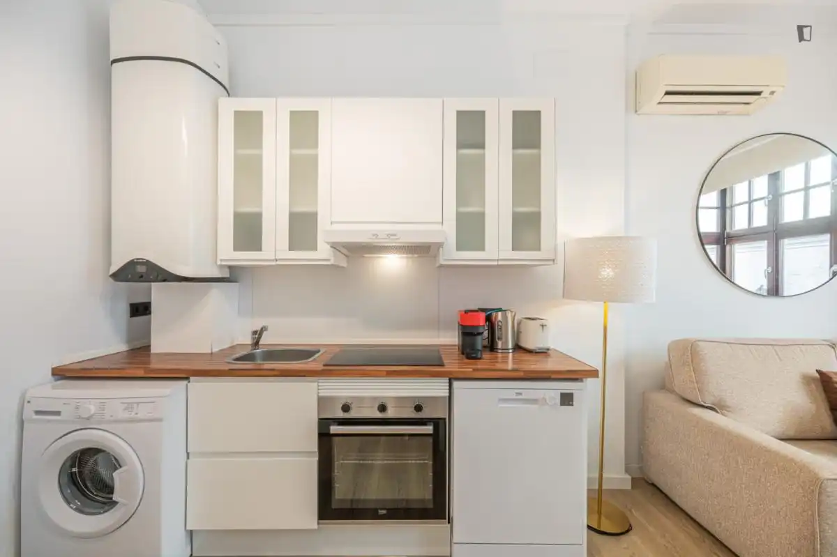 Cuina de Apartament de lloguer en Málaga amb Aire condicionat, Moblat i Forn