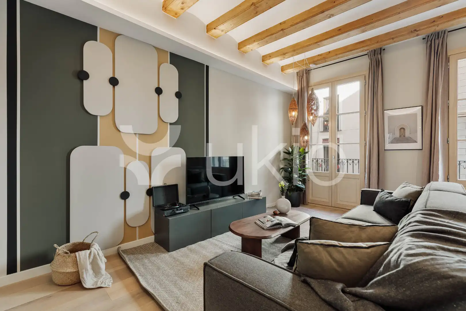 Sala de estar de Apartamento de alquiler en Barcelona con Aire acondicionado, Calefacción y Amueblado