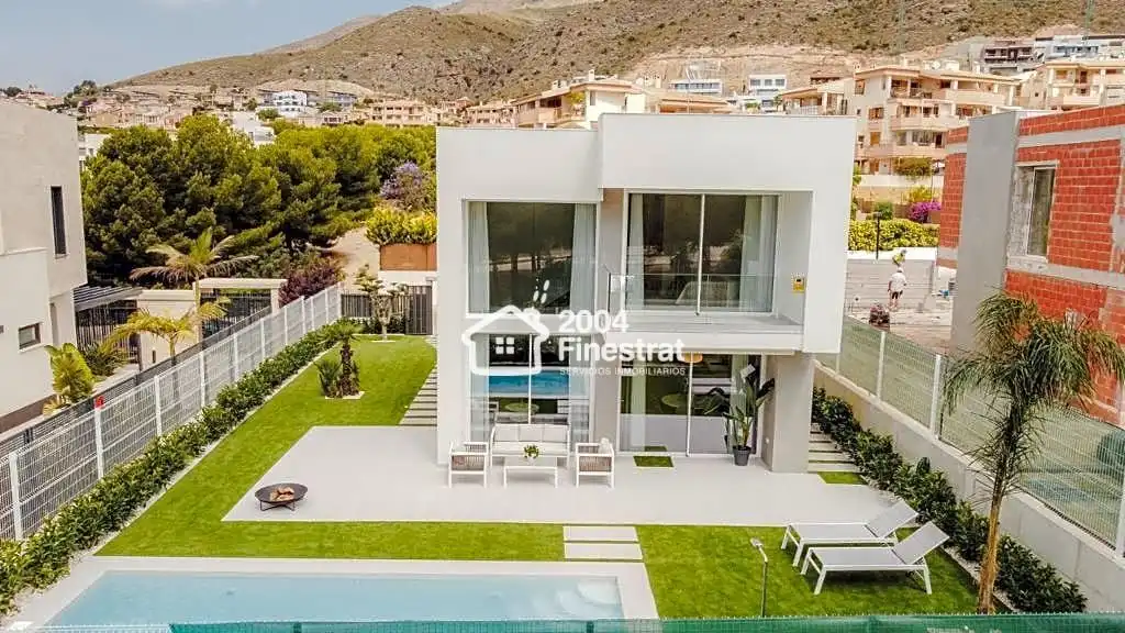 Exterior view of Houses for sale in Finestrat  with Private garden, Terrace and Swimming Pool