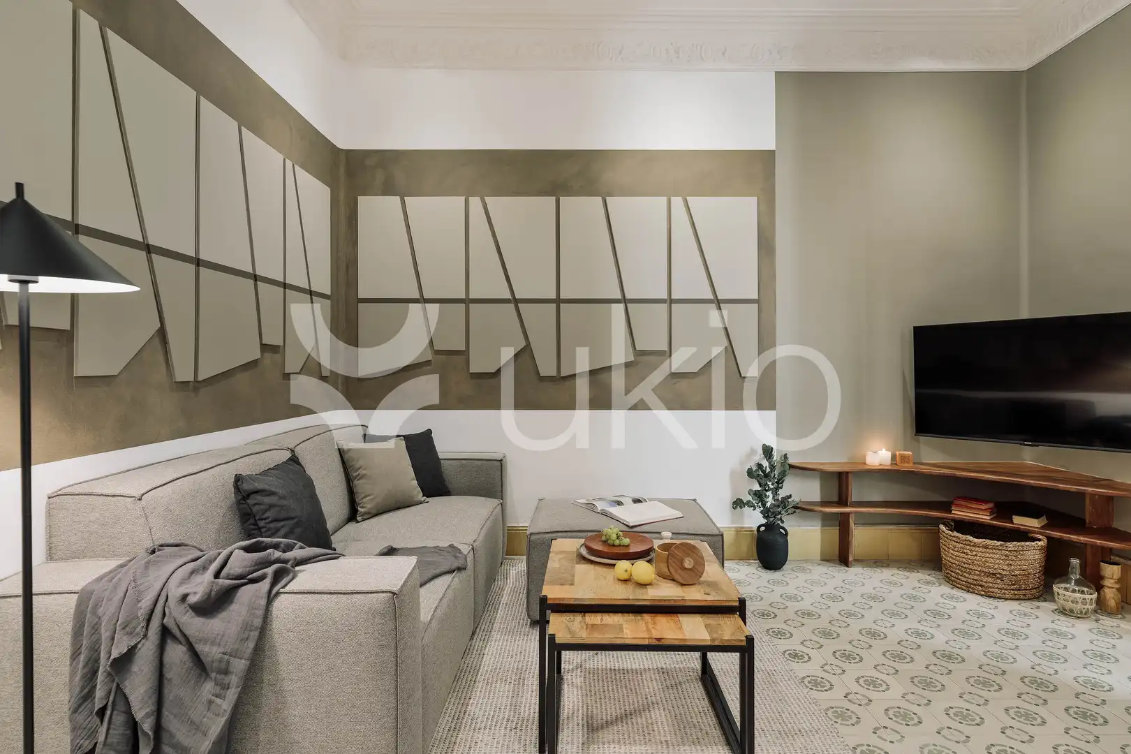 Sala de estar de Apartamento de alquiler en Barcelona con Aire acondicionado, Calefacción y Amueblado