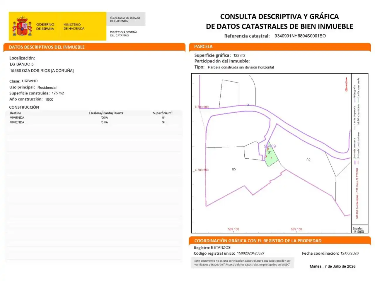 Casa o xalet en venda en Oza dos Ríos