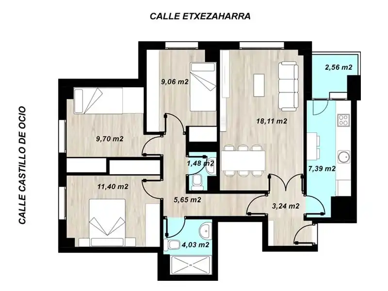 Piso en venta en Vitoria - Gasteiz con Calefacción, Parquet y Terraza