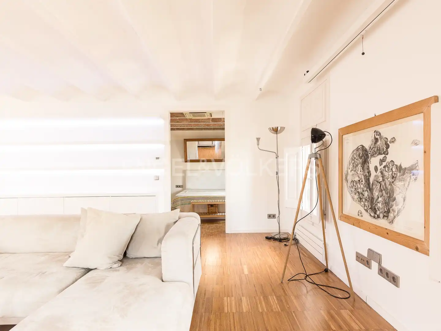 Wohnzimmer von Dachboden zur Miete in Barcelona mit Klimaanlage, Heizung und Parkett