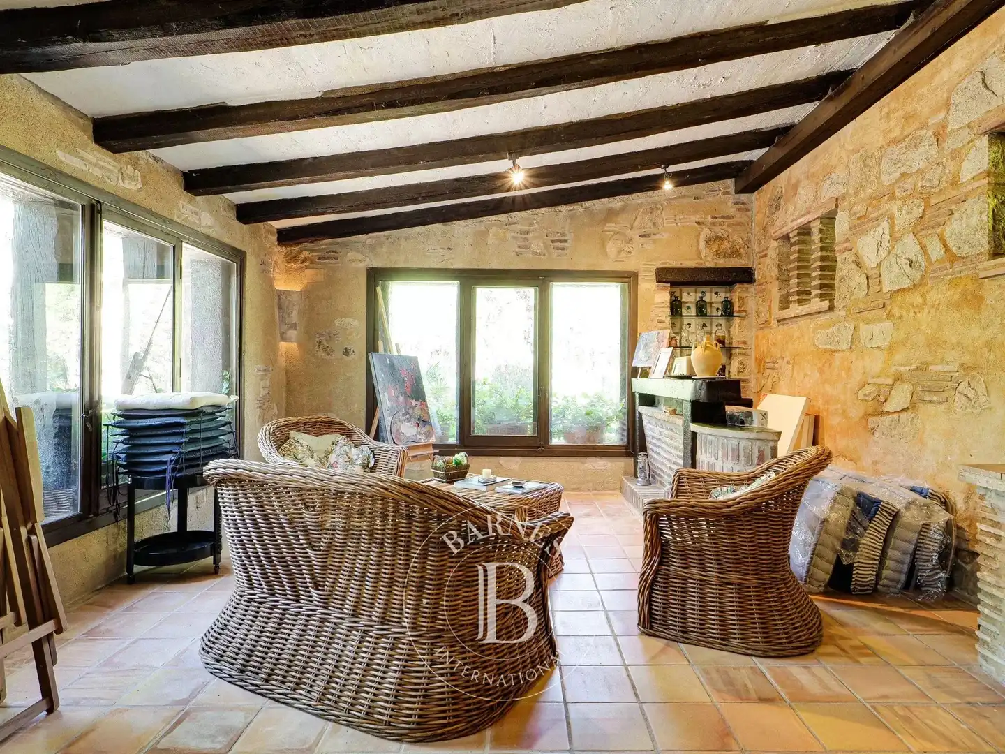 Sala d'estar de Finca rústica en venda en Caldes de Malavella amb Calefacció, Piscina i Internet