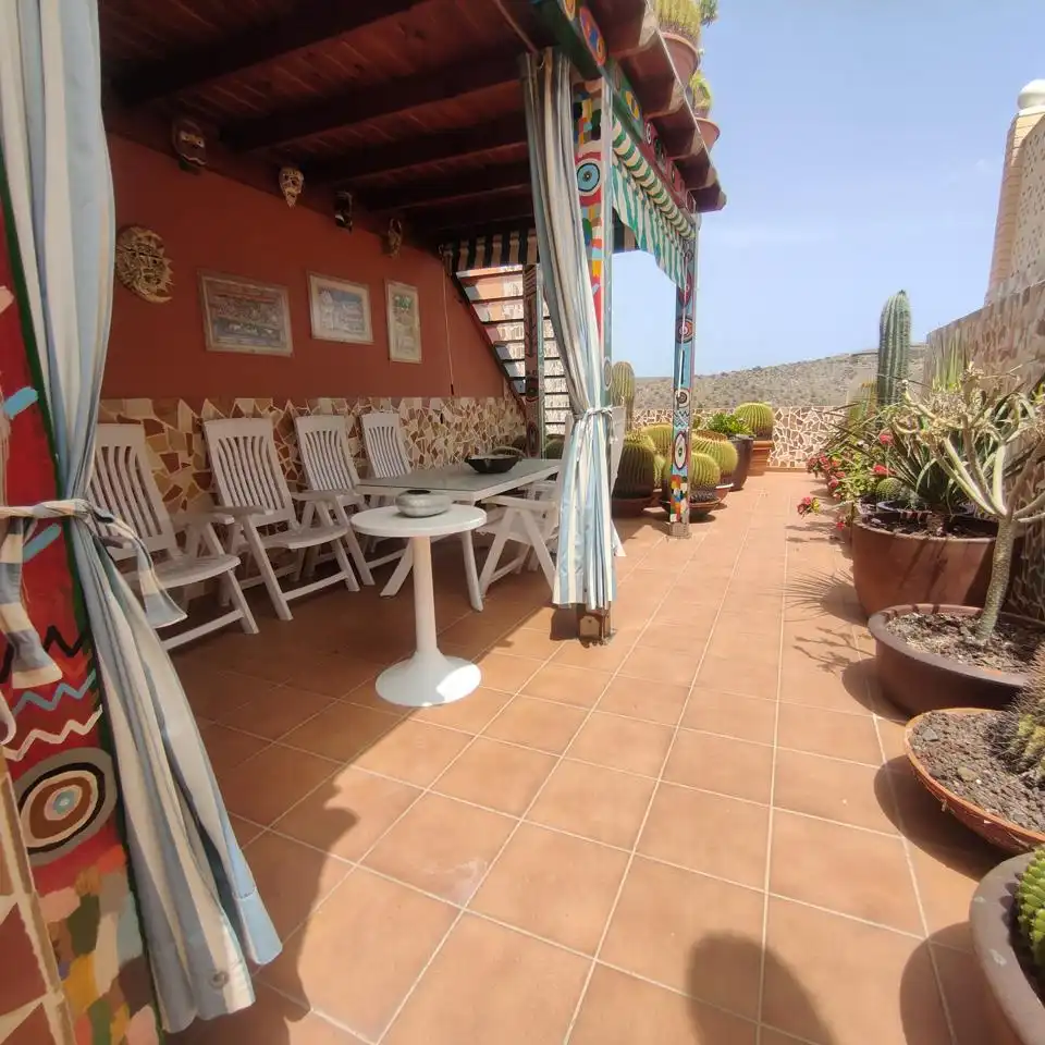 Terrasse von Haus oder Chalet zur Miete in Mogán mit Privatgarten, Terrasse und Abstellraum