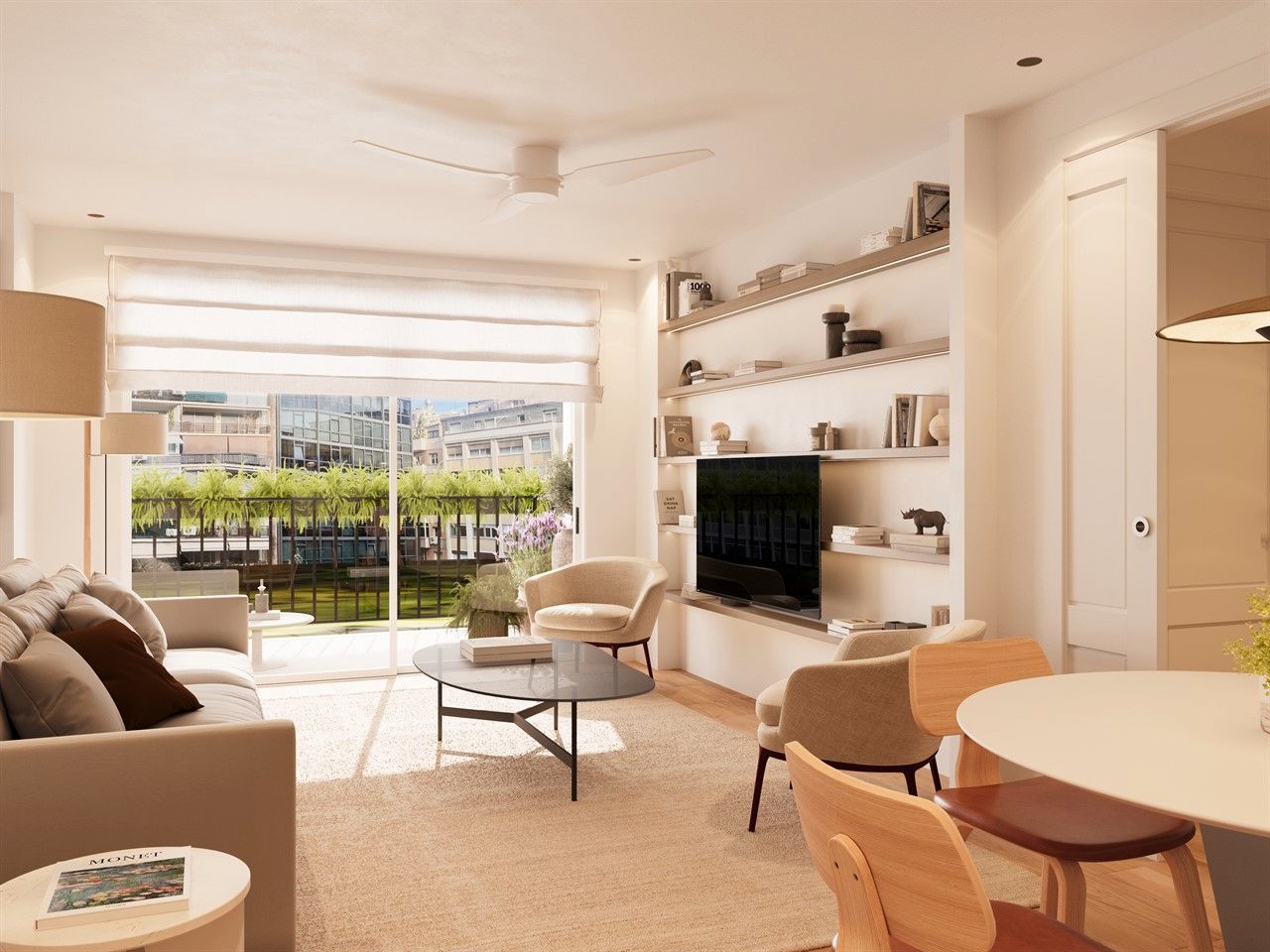 Living room of Flat for sale in  Barcelona Capital  with Air Conditioner, Parquet flooring and Terrace