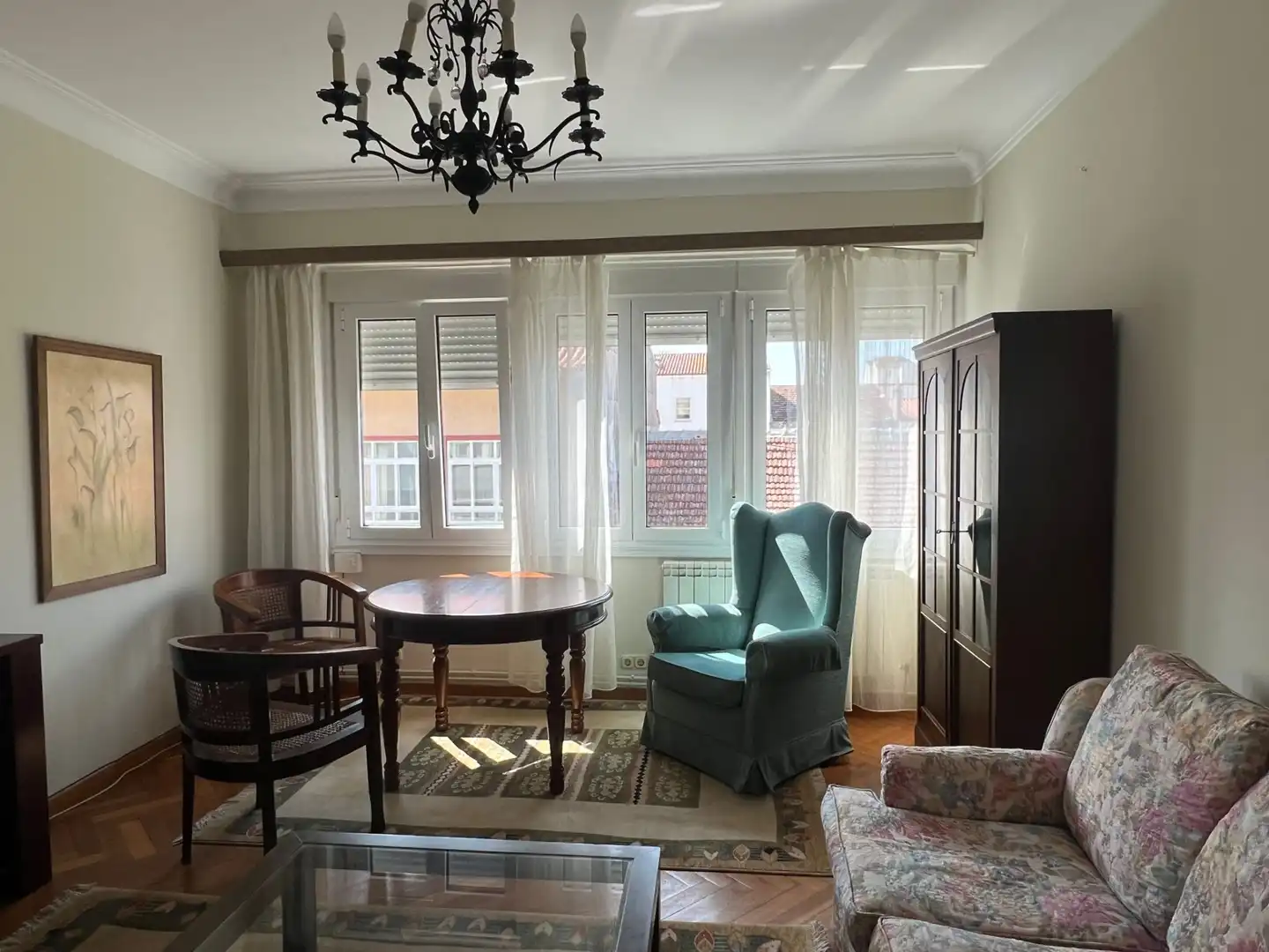 Living room of Flat for rent in Ferrol  with Heating, Parquet flooring and Furnished