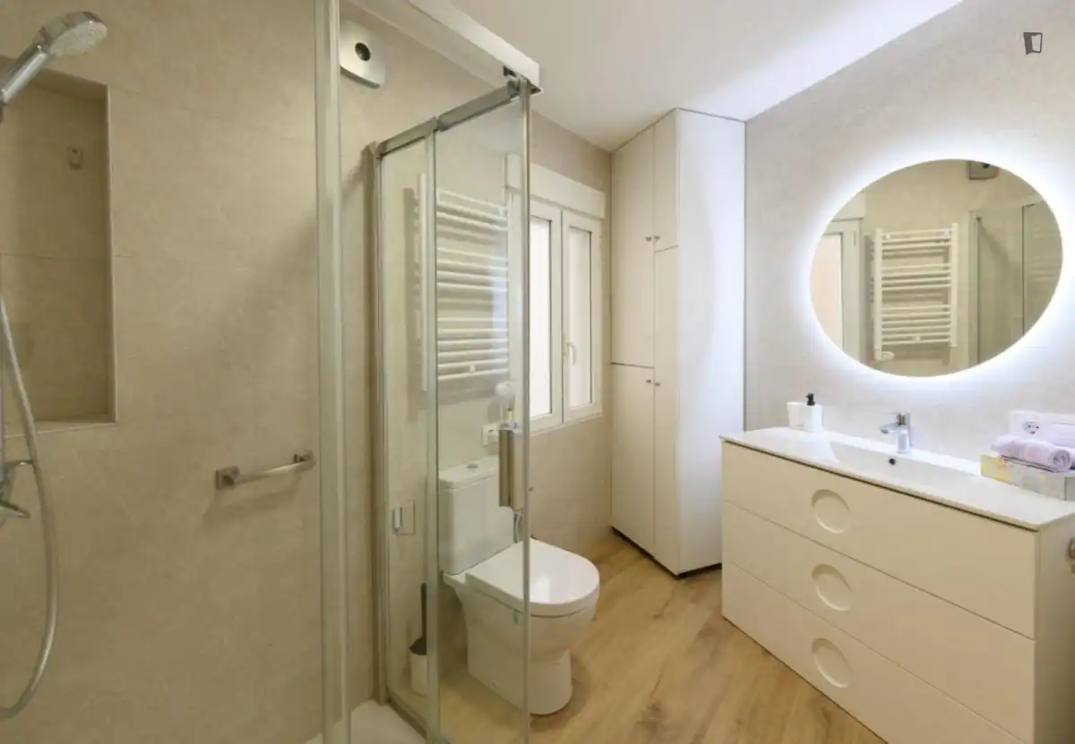 Bany de Apartament de lloguer en Madrid amb Aire condicionat, Calefacció i Moblat