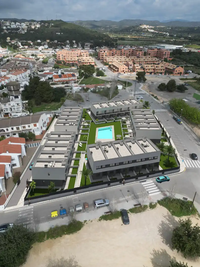 Außenansicht von Einfamilien-Reihenhaus zum Verkauf in El Vendrell mit Klimaanlage, Heizung und Privatgarten
