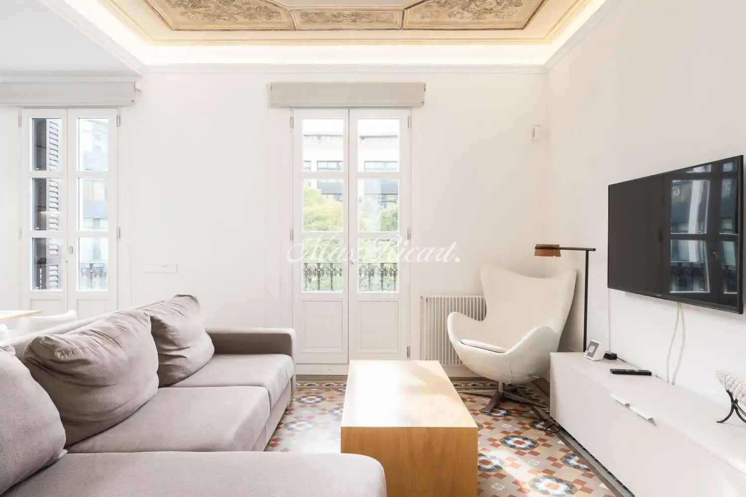 Wohnzimmer von Wohnung zur Miete in Barcelona mit Klimaanlage, Heizung und Terrasse