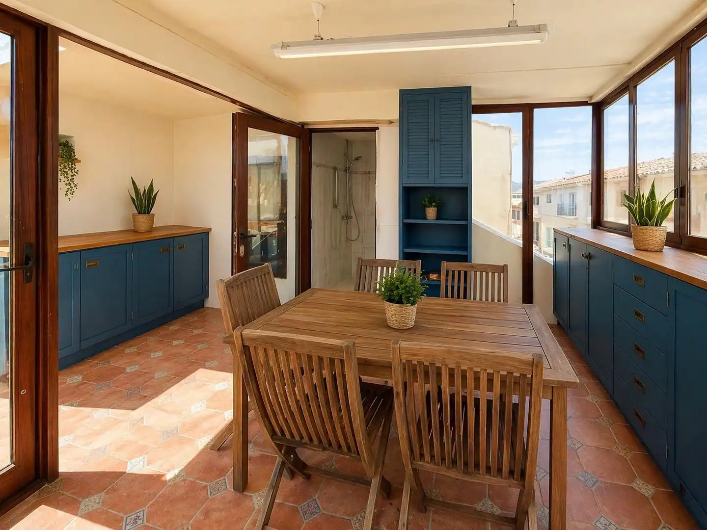 Terrasse von Einfamilien-Reihenhaus zum Verkauf in Búger mit Klimaanlage, Terrasse und Möbliert
