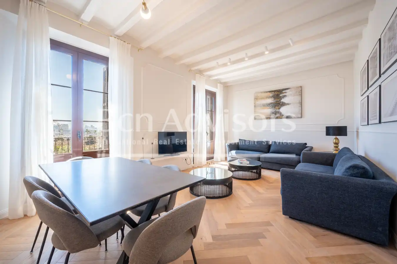 Living room of Flat for sale in  Barcelona Capital  with Air Conditioner, Heating and Parquet flooring