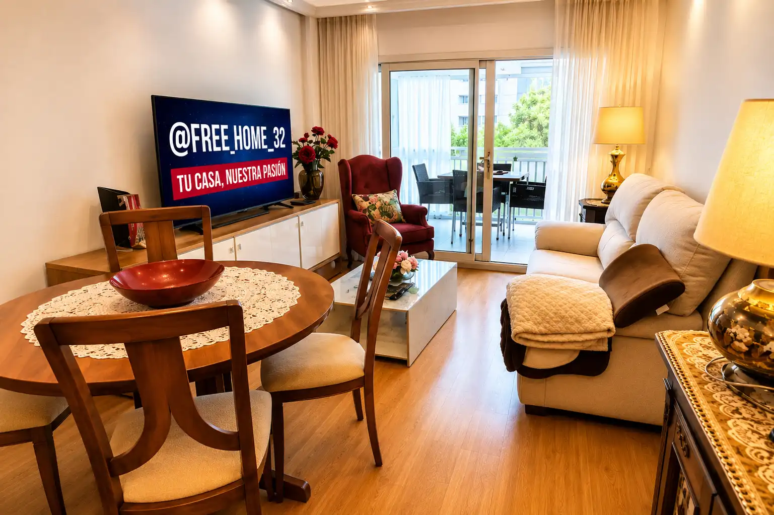 Sala de estar de Piso de alquiler en Benidorm con Aire acondicionado, Jardín privado y Amueblado