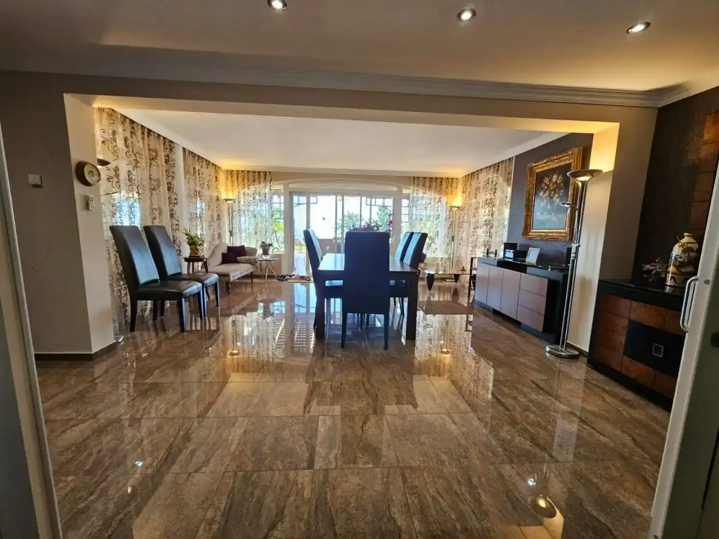 Esszimmer von Wohnung zur Miete in Mijas mit Klimaanlage, Privatgarten und Parkett