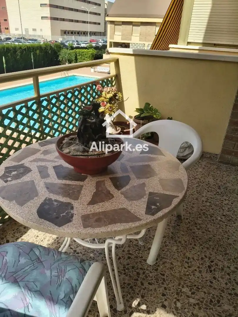 Terrace of Flat for rent in Alicante / Alacant  with Heating, Terrace and Swimming Pool