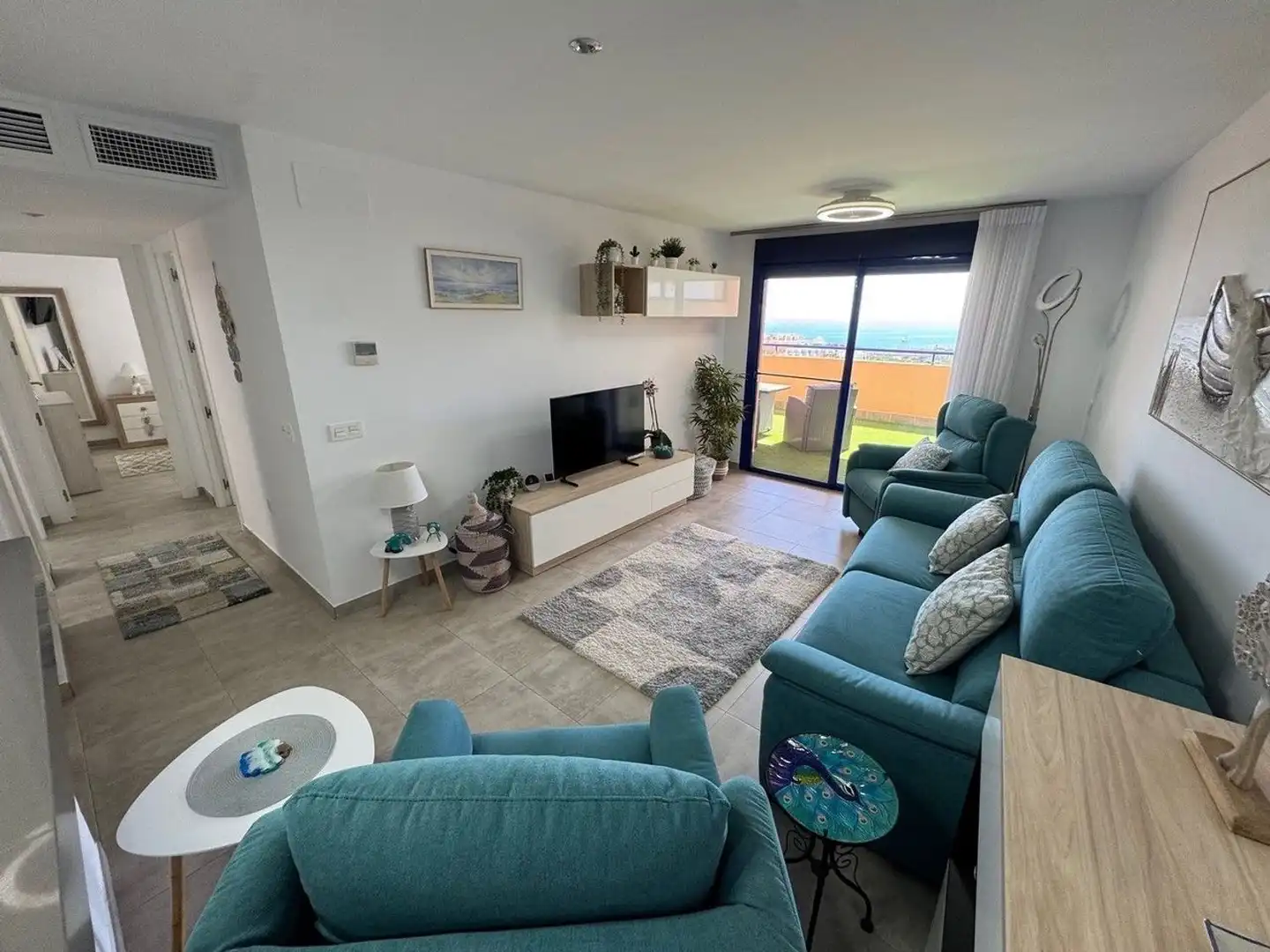 Sala de estar de Piso en venta en Mojácar con Aire acondicionado, Terraza y Piscina
