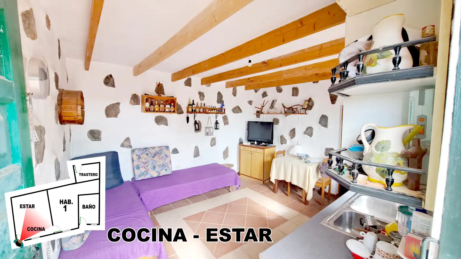 Cocina de Finca rústica en venta en Ingenio con Terraza, Horno y TV