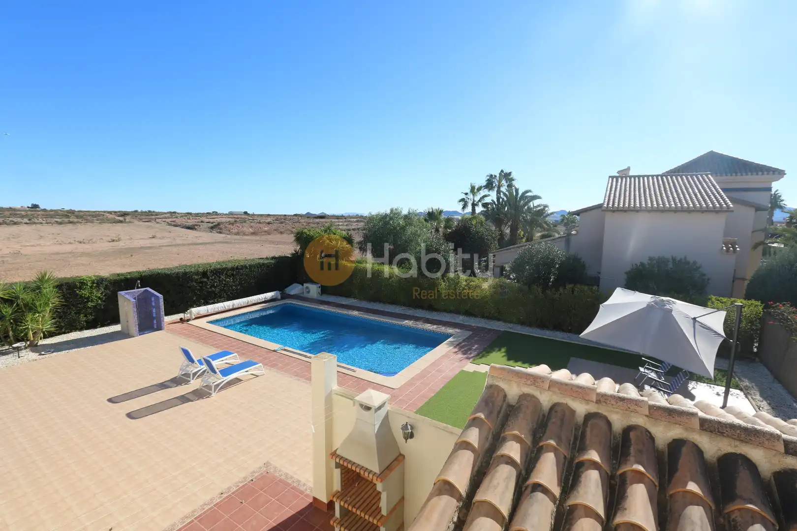 Piscina de Casa o chalet en venta en Fuente Álamo de Murcia con Aire acondicionado, Calefacción y Jardín privado