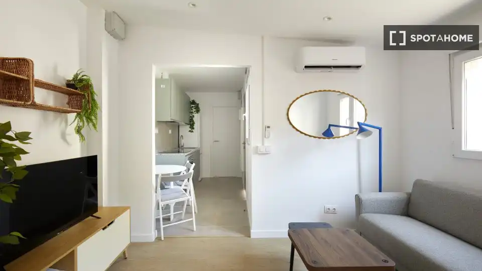 Sala de estar de Piso de alquiler en Barcelona con Aire acondicionado, Calefacción y Amueblado