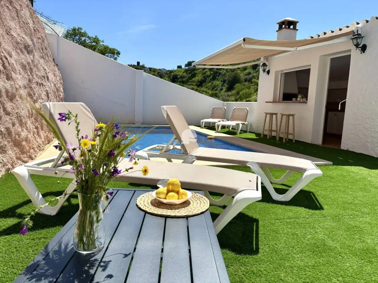 Terrasse von Haus oder Chalet zur Miete in Canillas de Aceituno mit Klimaanlage, Privatgarten und Terrasse