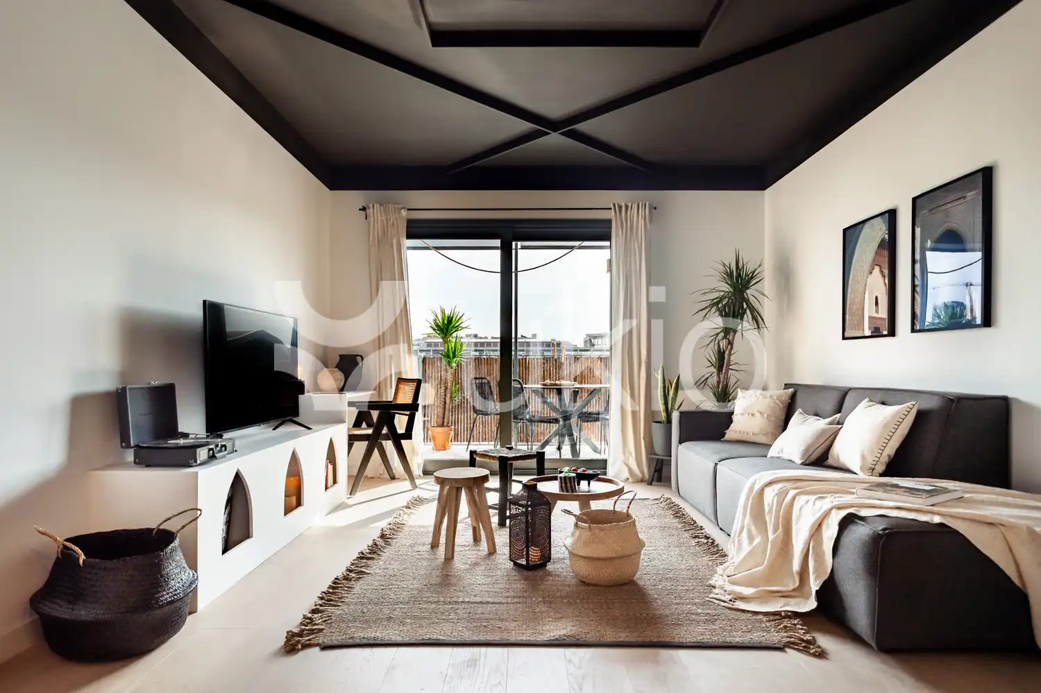 Sala d'estar de Apartament de lloguer en Barcelona amb Aire condicionat, Terrassa i Moblat