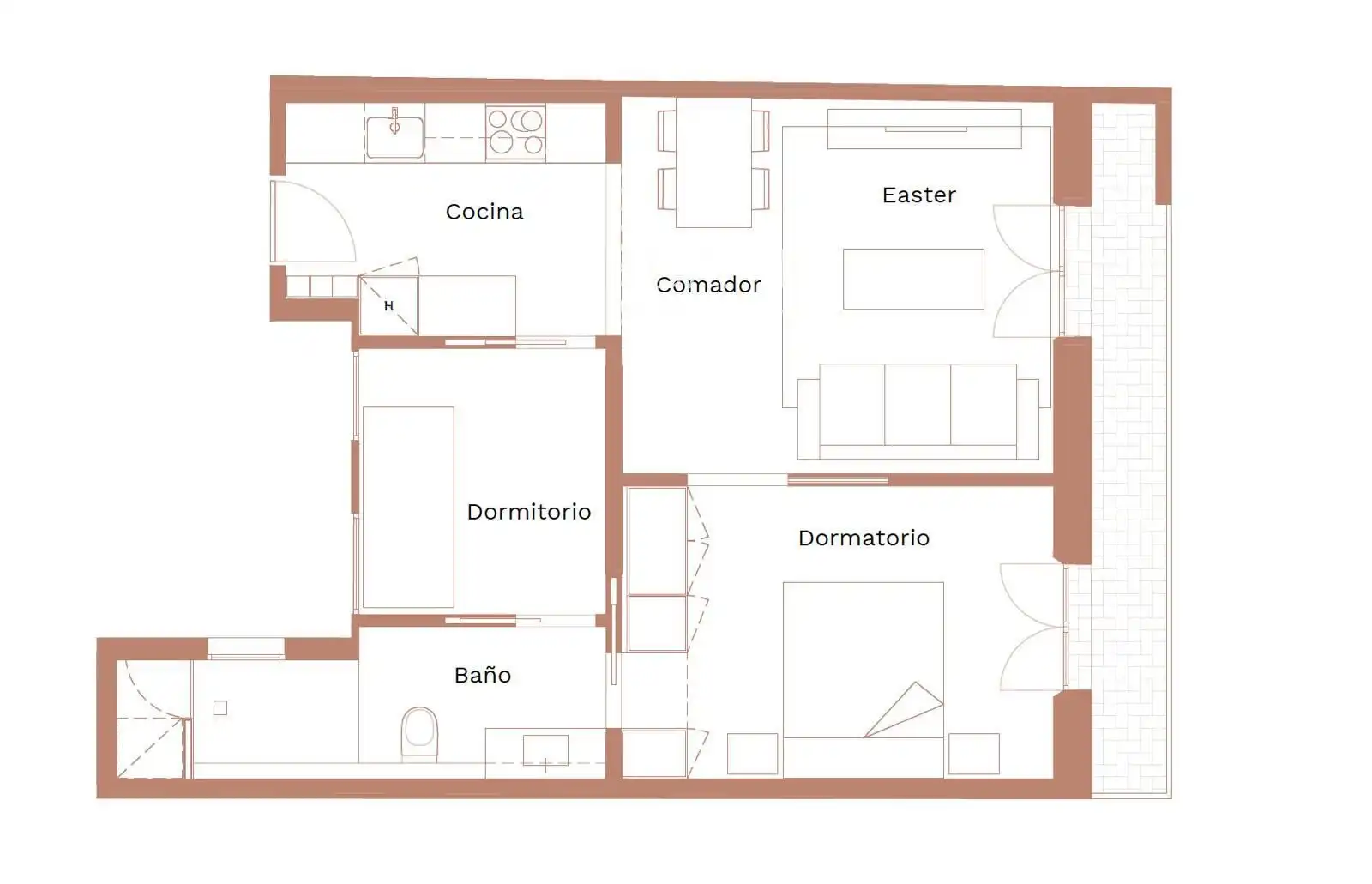 Wohnung zur Miete in Barcelona mit Klimaanlage, Heizung und Terrasse