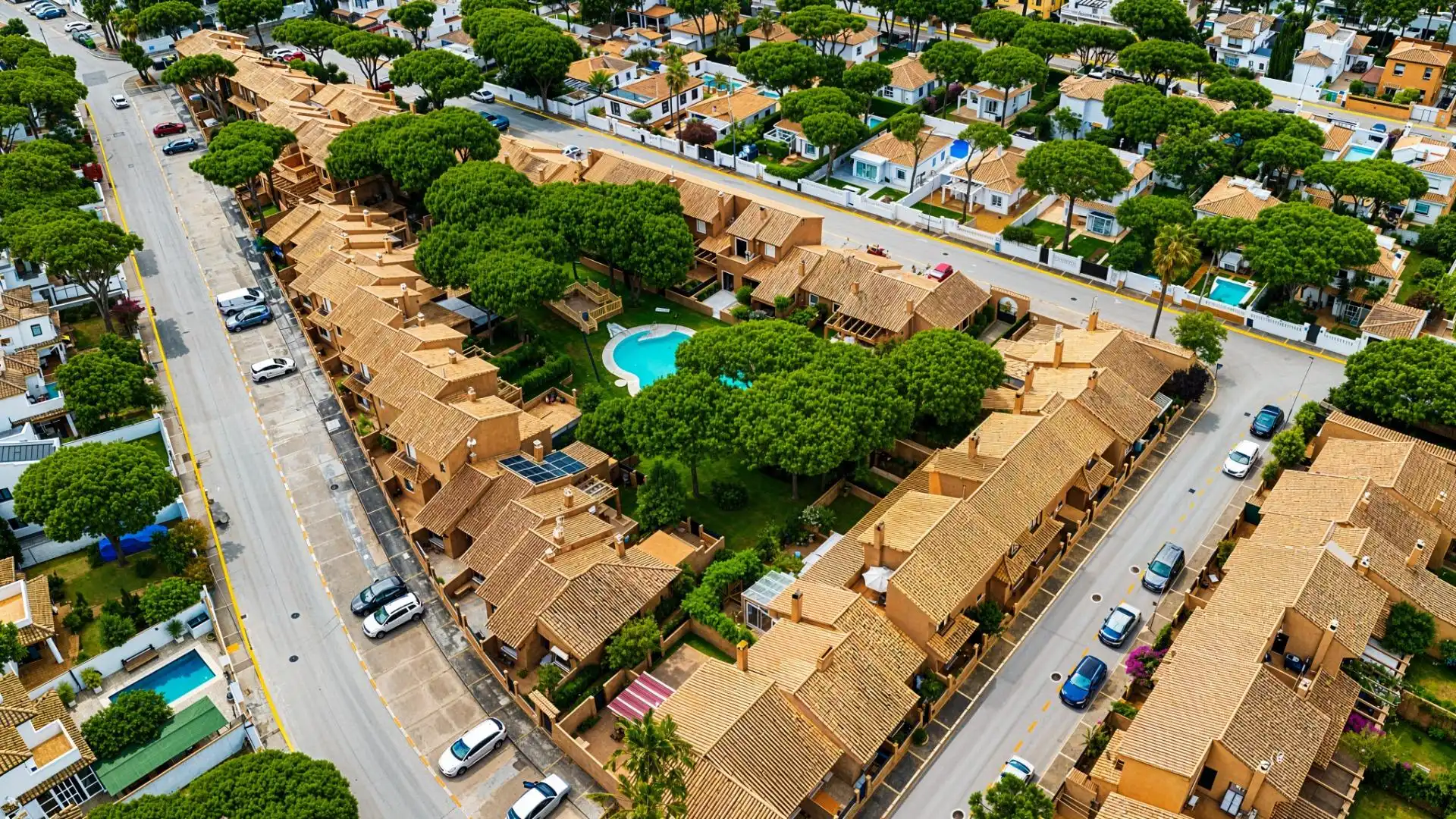 Vista exterior de Casa adosada en venda en Chiclana de la Frontera amb Jardí privat, Terrassa i Piscina comunitària