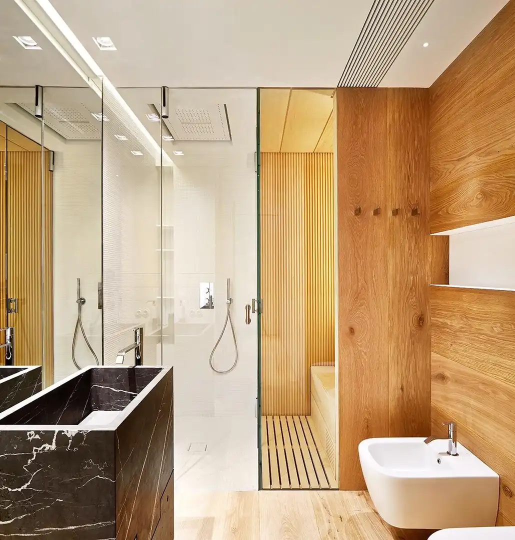 Badezimmer von Wohnungen zum Verkauf in Barcelona mit Klimaanlage, Terrasse und Schwimmbad