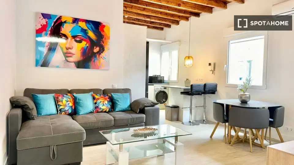 Living room of Study for share in Madrid  with Air Conditioner, Terrace and Furnished