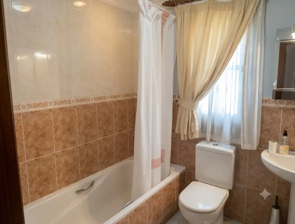 Baño de Piso de alquiler en Estepona con Aire acondicionado, Terraza y Amueblado
