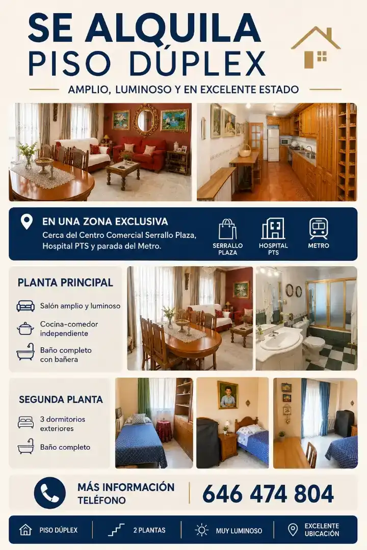 Dúplex de lloguer en Granada amb Moblat, Forn i Rentadora