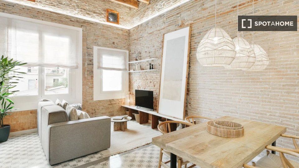 Sala de estar de Piso de alquiler en  Barcelona Capital con Aire acondicionado, Calefacción y Amueblado