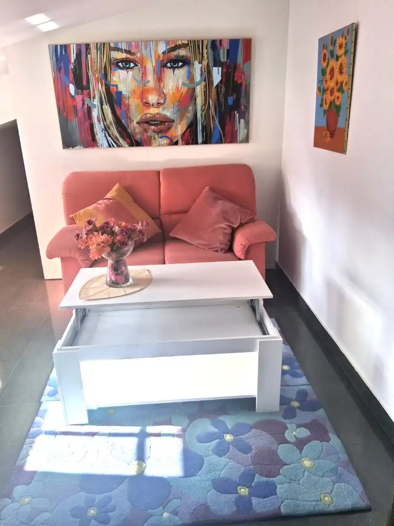 Sala d'estar de Pis de lloguer en Vigo  amb Parquet i Moblat