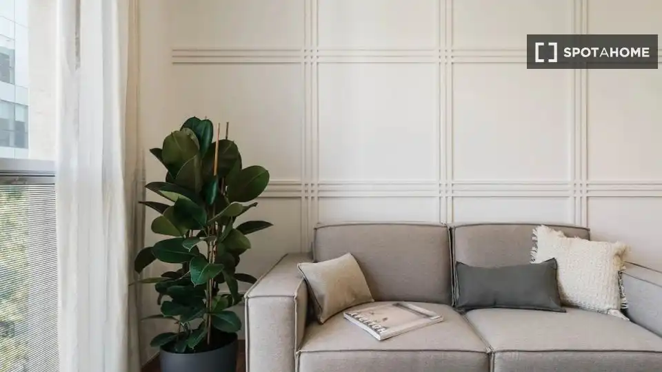Sala d'estar de Apartament per a compartir en Barcelona amb Aire condicionat, Terrassa i Moblat