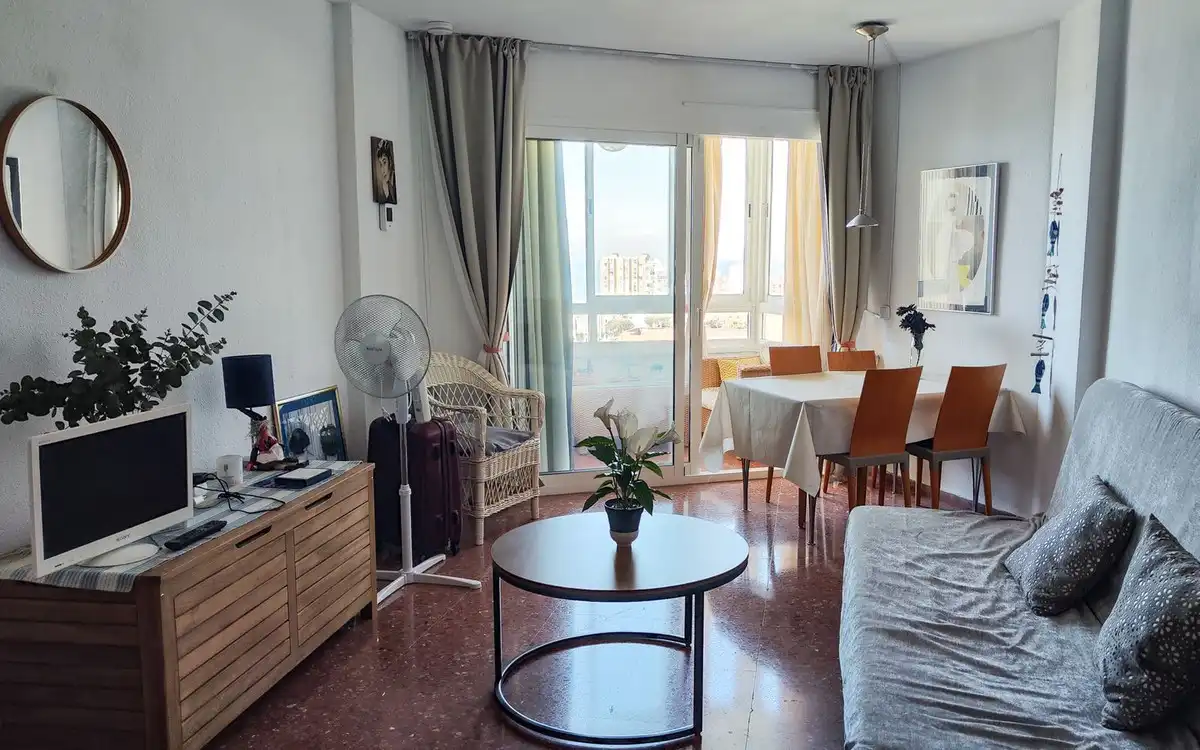 Sala de estar de Estudio en venta en Mijas con Terraza, Amueblado y Piscina comunitaria