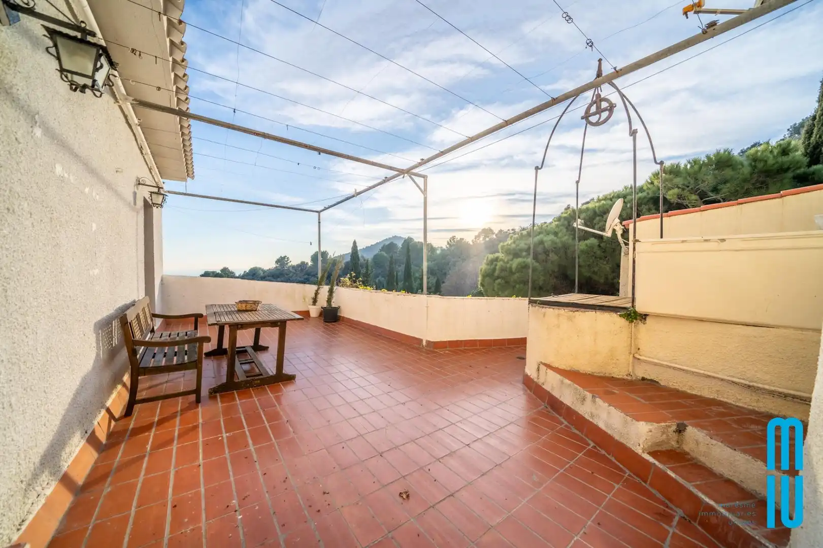 Terraza de Finca rústica de alquiler en Pineda de Mar con Calefacción, Jardín privado y Terraza