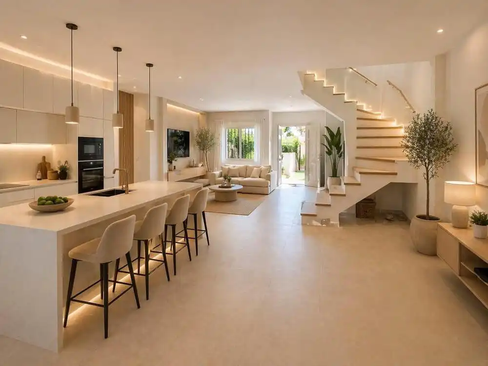 Sala de estar de Casa adosada en venta en Marbella con Aire acondicionado, Terraza y Trastero