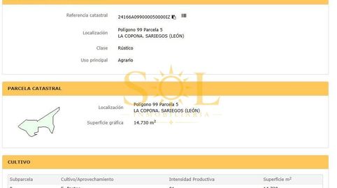 SH Terreno en venta Polígono 99 Parcela 5 LA COPONA. SARIEGOS LEÓN URBANIZABLE