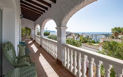 Vista exterior de Casa o xalet en venda en Moraira amb Aire condicionat, Terrassa i Piscina