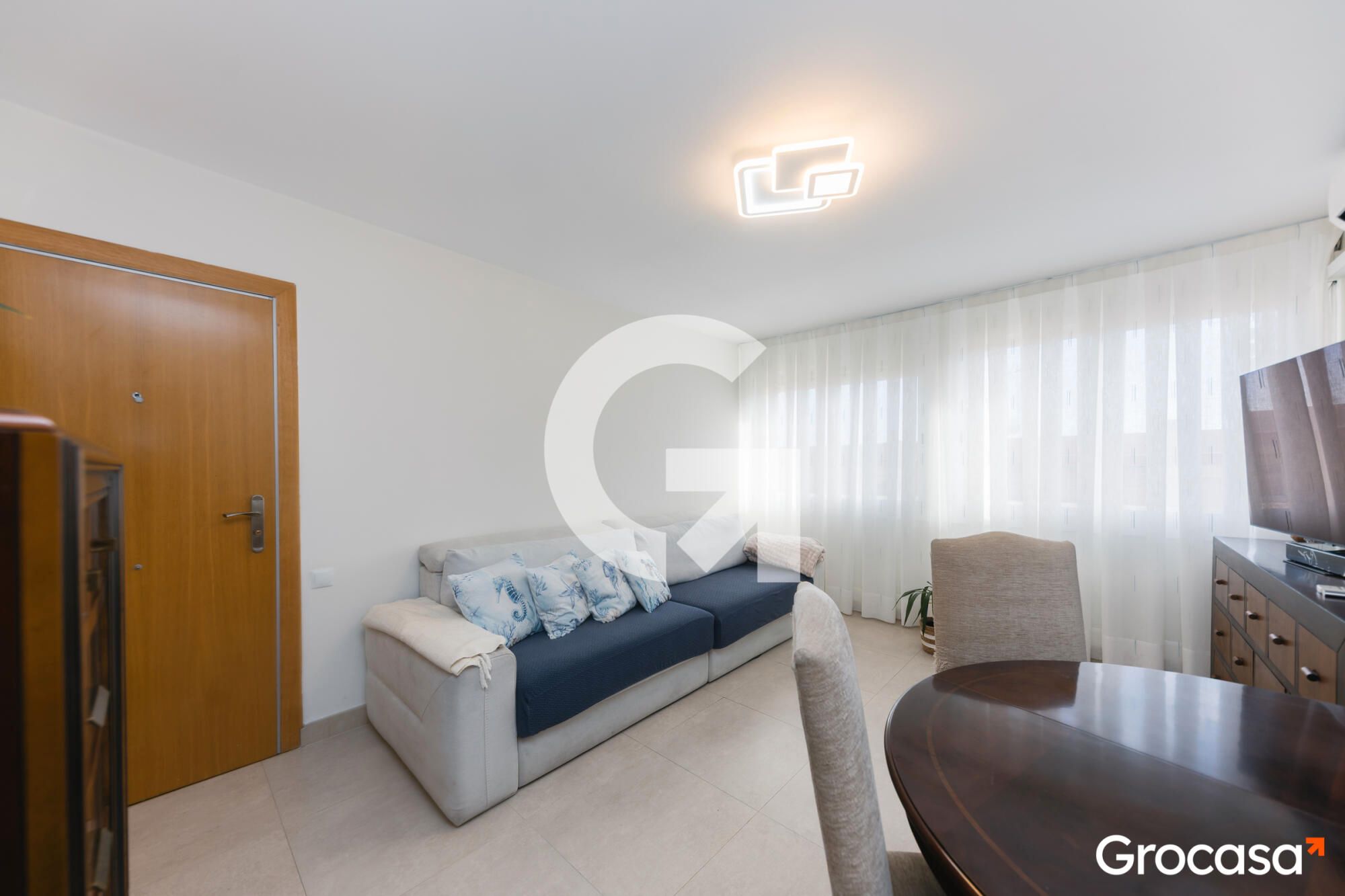 Sala d'estar de Pis en venda en  Barcelona Capital amb Aire condicionat, Jardí privat i Moblat