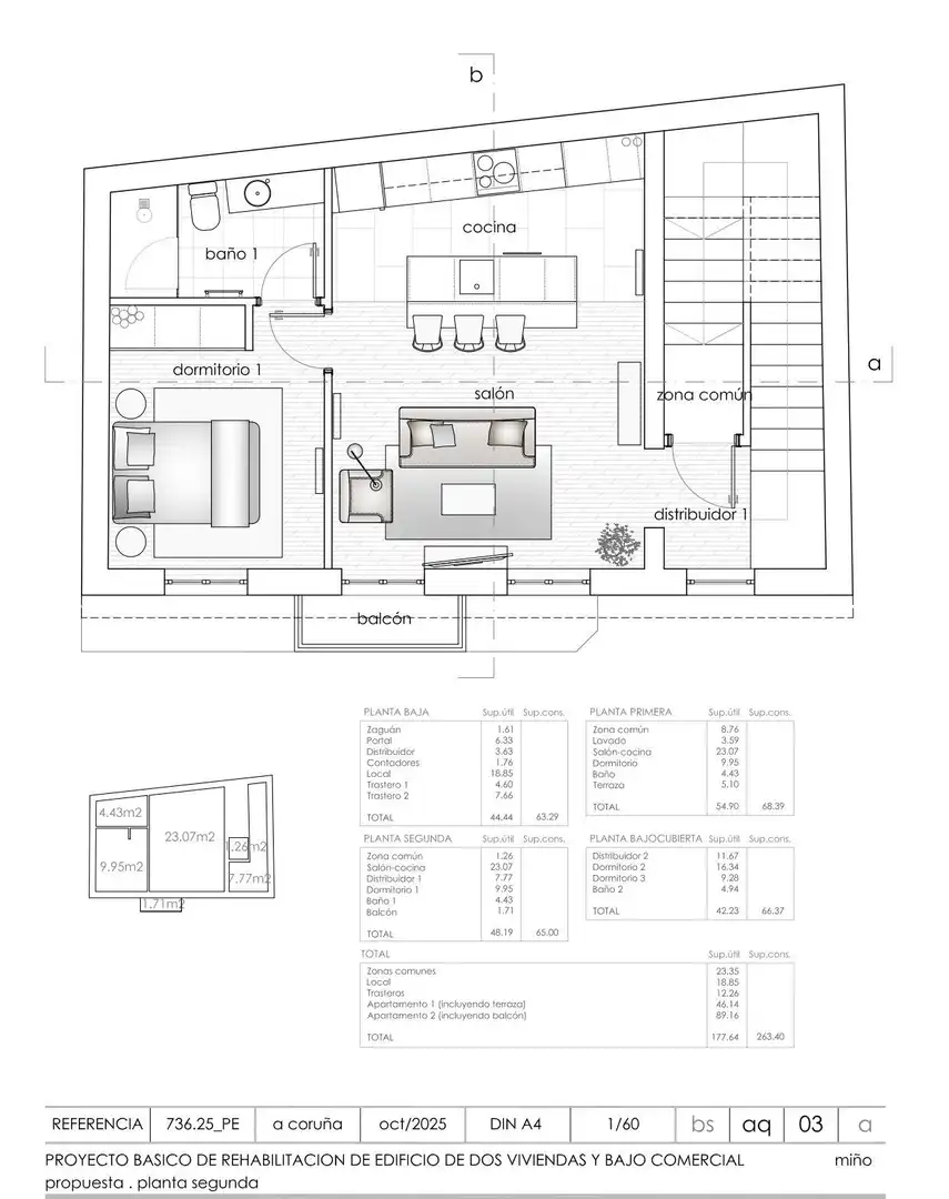 Maisonette zum Verkauf in Miño mit Terrasse, Abstellraum und Balkon