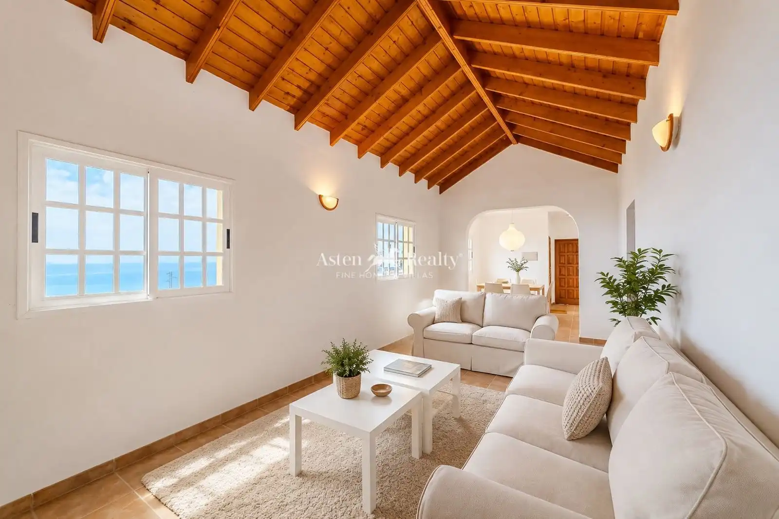 Sala d'estar de Casa o xalet en venda en Guía de Isora amb Jardí privat, Terrassa i Moblat