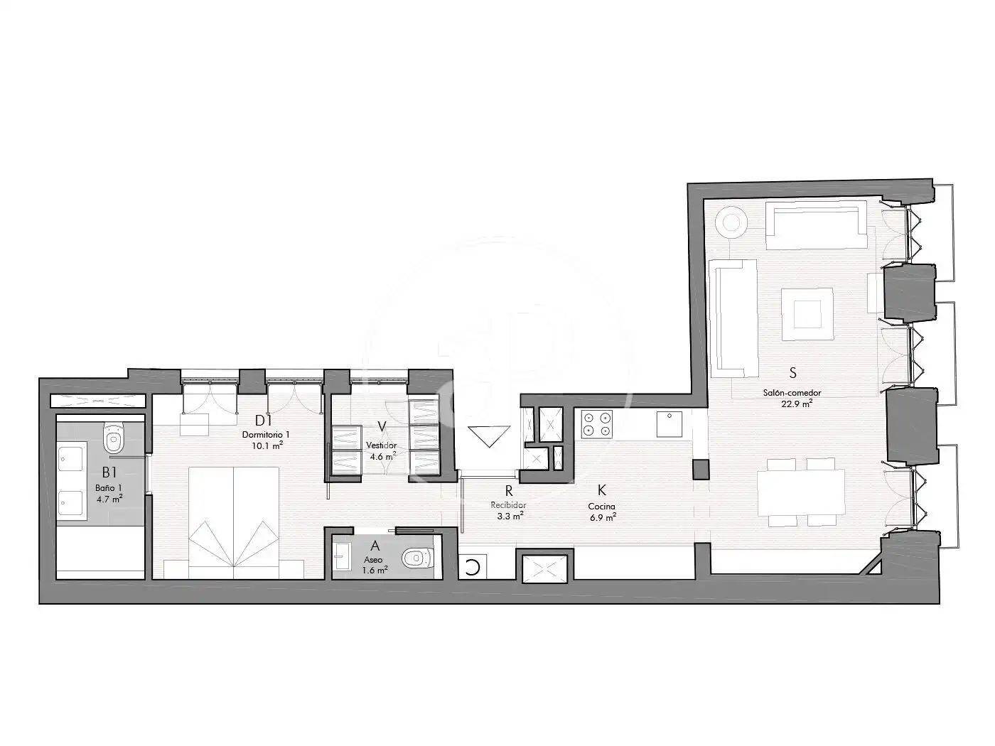 Flat for rent in Madrid  with Air Conditioner, Heating and Furnished