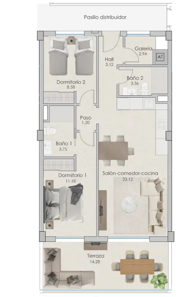 Apartament amb terrassa en venda a Del Tamarit, imagen 6