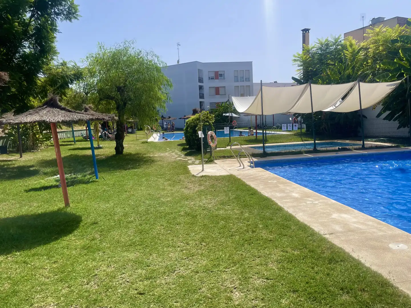 Schwimmbecken von Wohnung zur Miete in La Algaba mit Klimaanlage, Terrasse und Schwimmbad