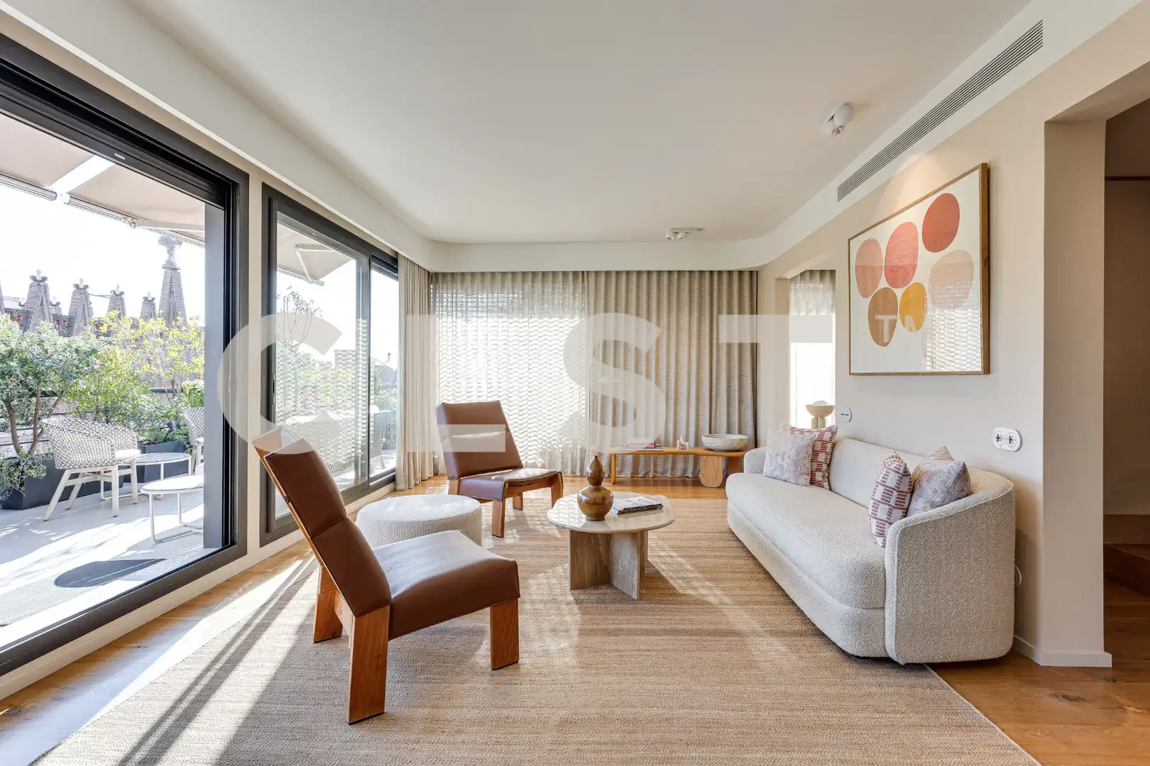 Sala d'estar de Àtic de lloguer en  Barcelona Capital amb Aire condicionat, Calefacció i Parquet