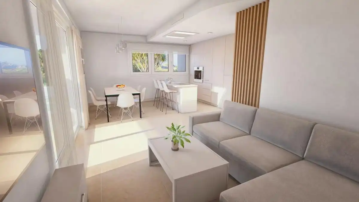 Sala d'estar de Àtic en venda en Calpe / Calp amb Aire condicionat, Jardí privat i Terrassa