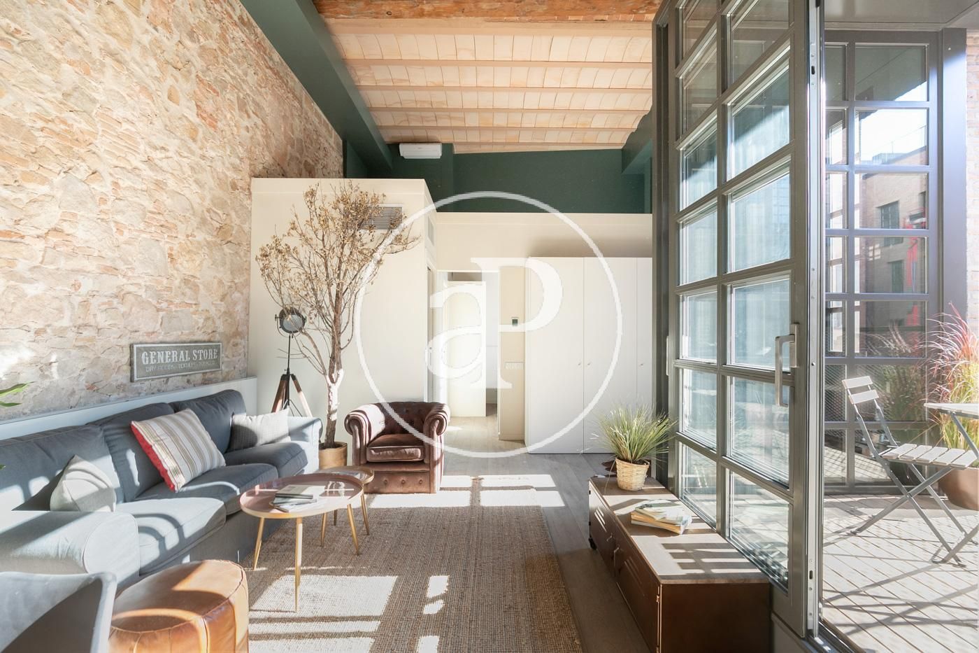 Sala d'estar de Pis en venda en  Barcelona Capital amb Aire condicionat, Calefacció i Jardí privat