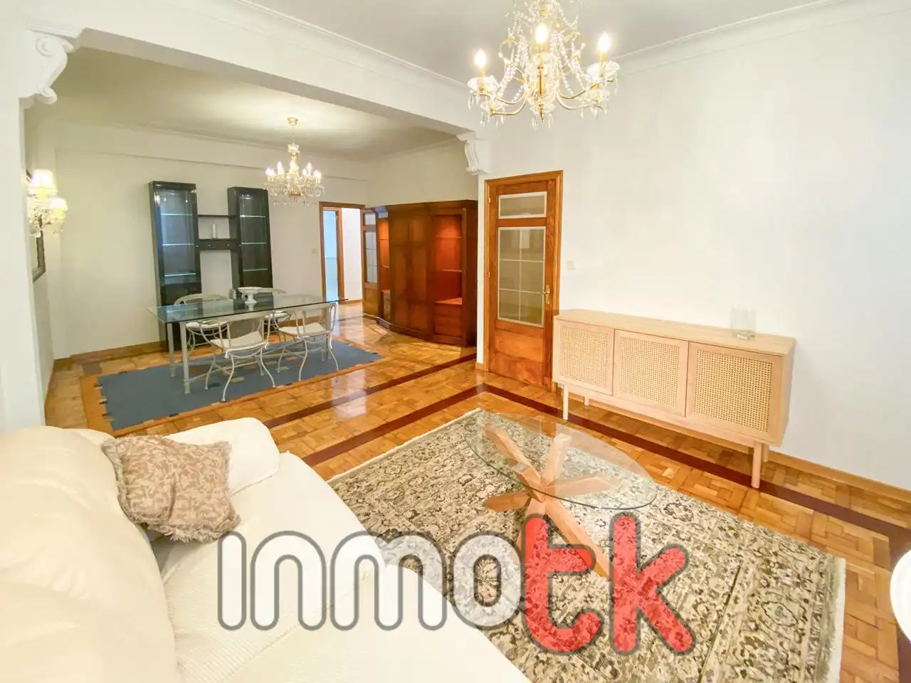 Living room of Flat for rent in A Coruña Capital   with Heating, Parquet flooring and Furnished